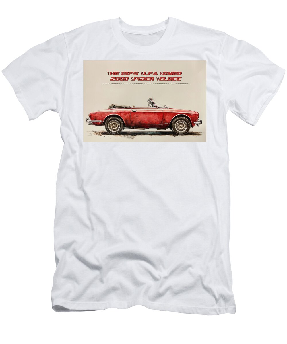 3 1975 Alfa Romeo Spider Veloce Kevin Walker and Pixel Reverie T-Shirt