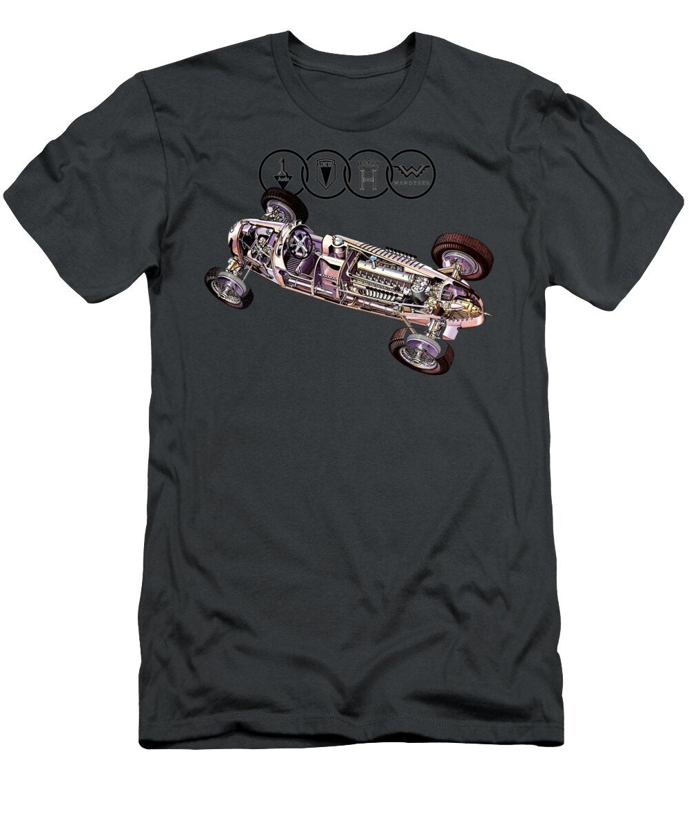 3 Auto Union Typ C V16 Engine 1936 Cutaway Automotive Art Vladyslav Shapovalenko T-Shirt