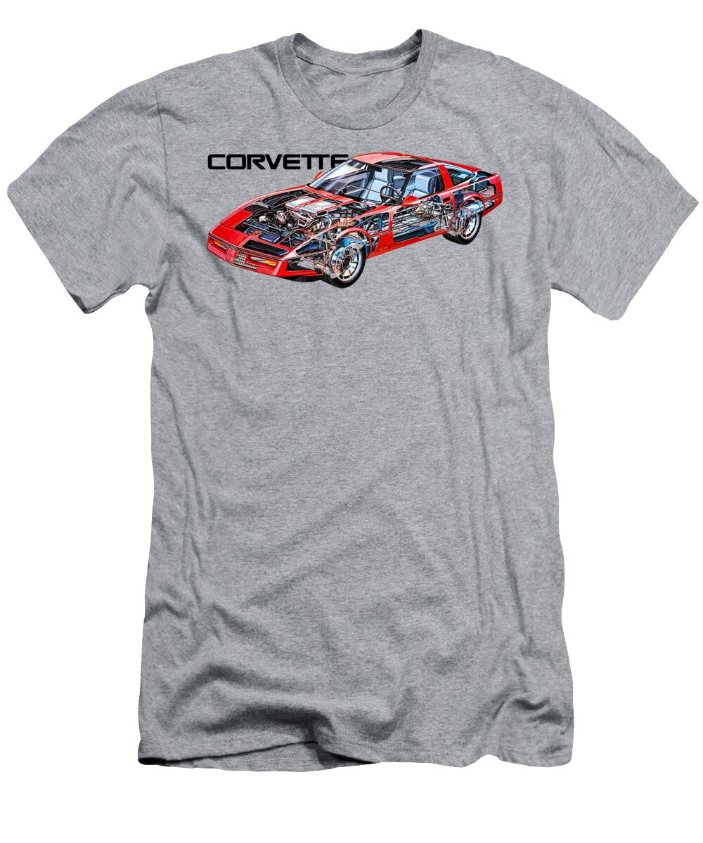 3 Chevrolet Corvette Zr1 Coupe C4 with Big V8 Engine Cutaway Automotive Art Vladyslav Shapovalenko T-Shirt