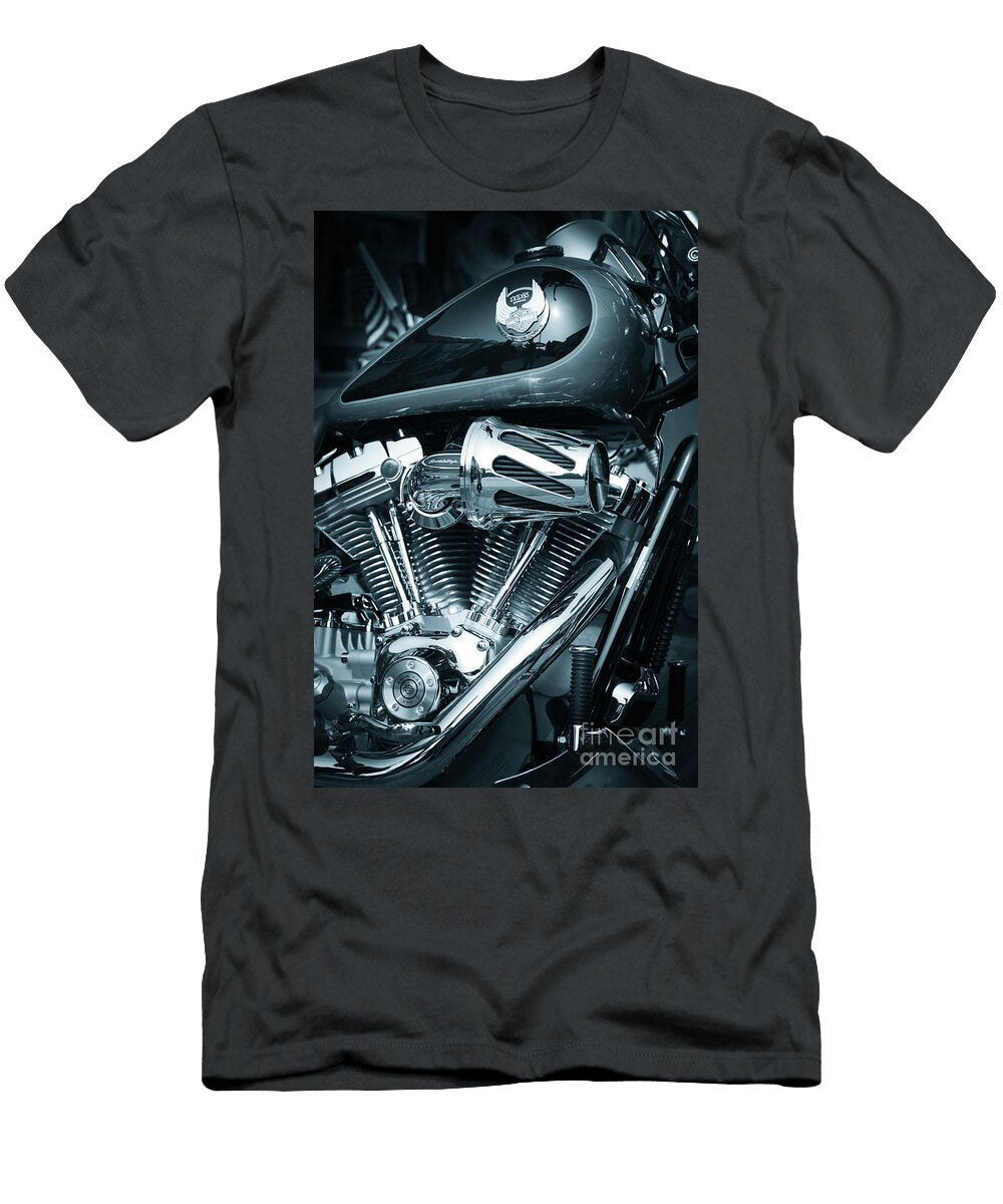 3 Close Up of Harley Davidson Motorcycle V Twin Chromed Engine Peter Noyce T-Shirt
