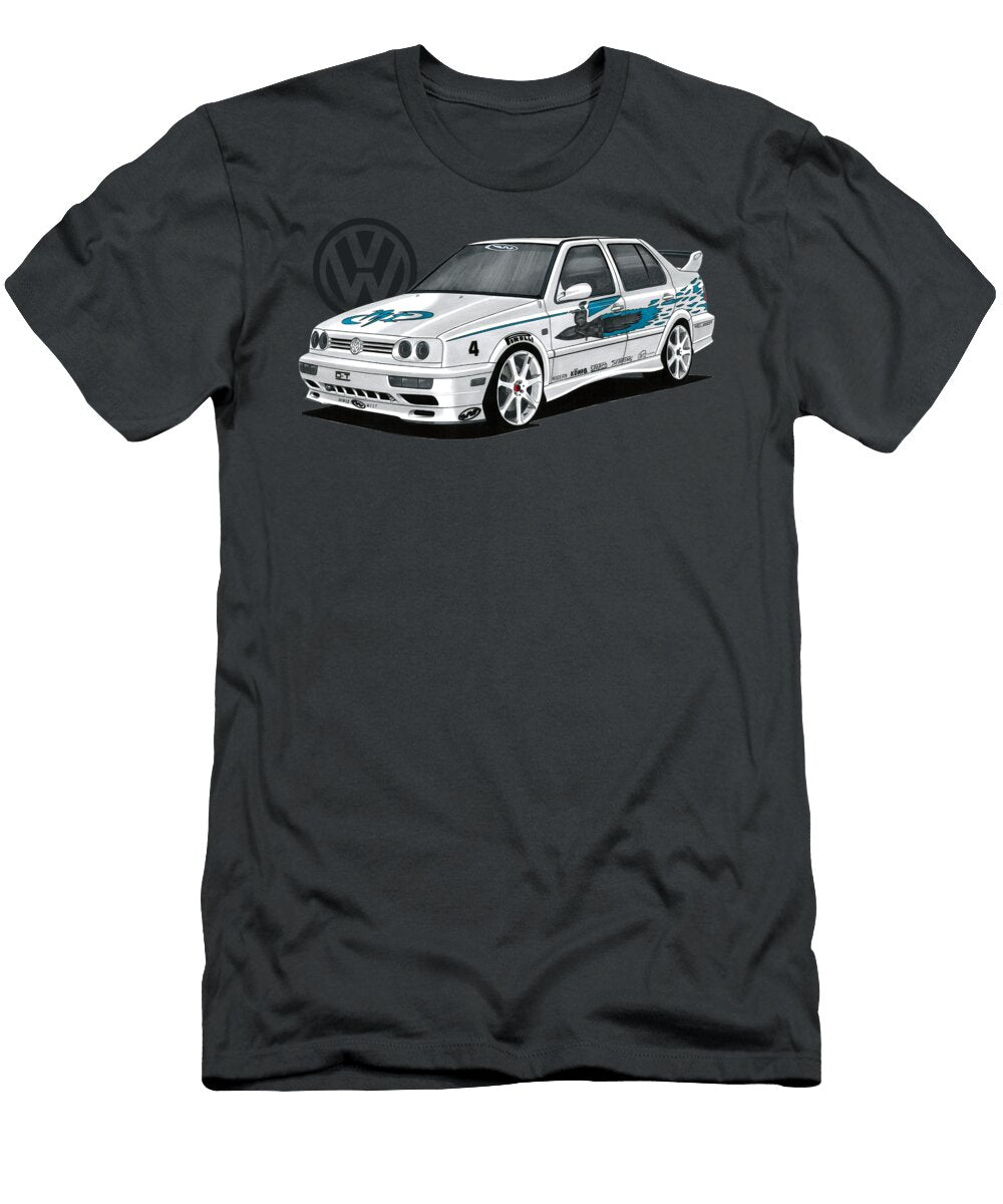 3 Iconic Legendary Movie Car Jesse Volkswagen Jetta Sedan Vr6 Twin Turbo the Fast and the Furious Vladyslav Shapovalenko T-Shirt