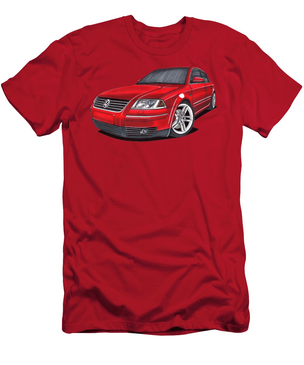 3 Legendary Iconic Germany Business Car Red Modern Volkswagen Passat Sedan B5 Vlad Automotive T-Shirt