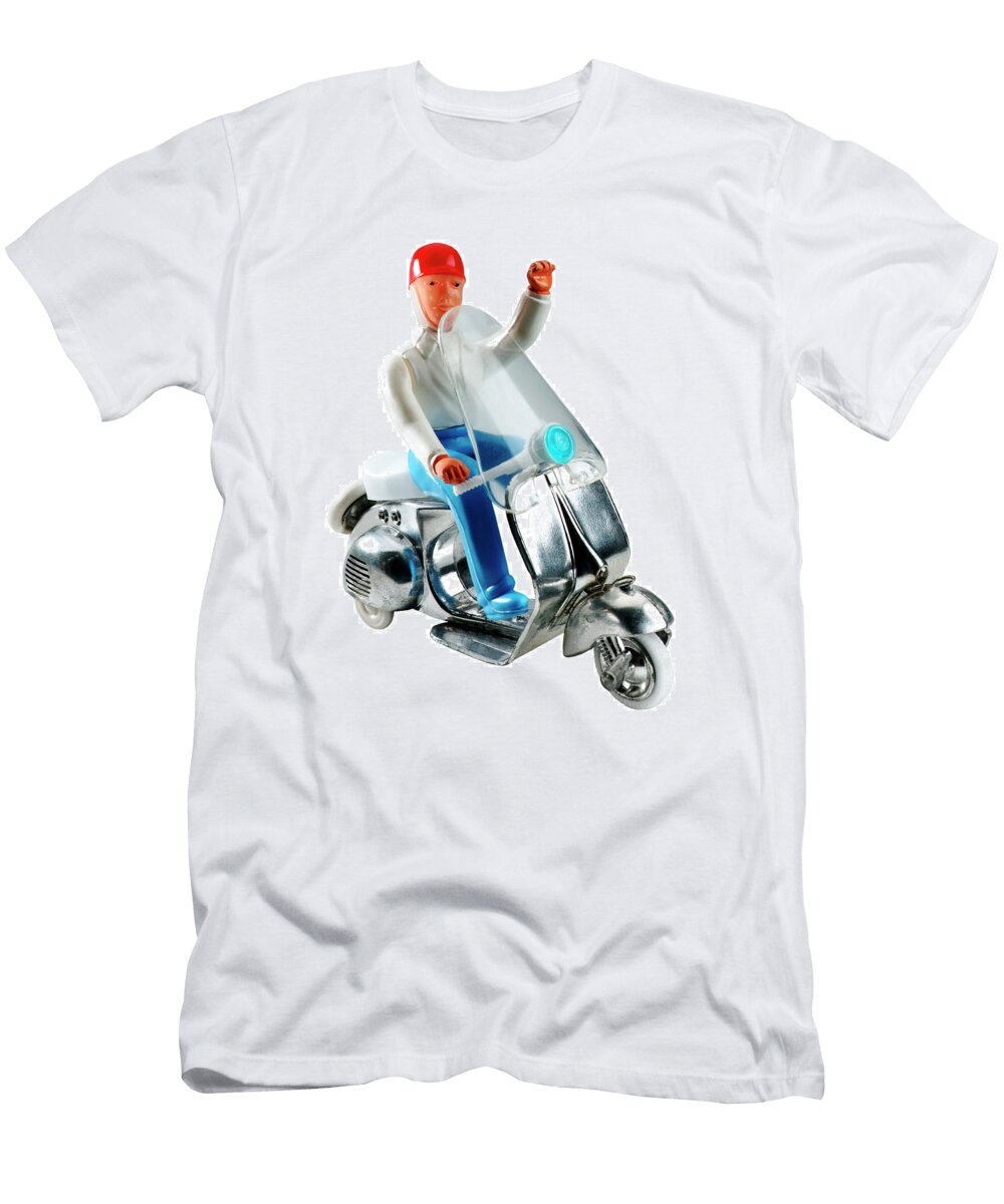 3 Man Riding a Scooter Csa Images T-Shirt