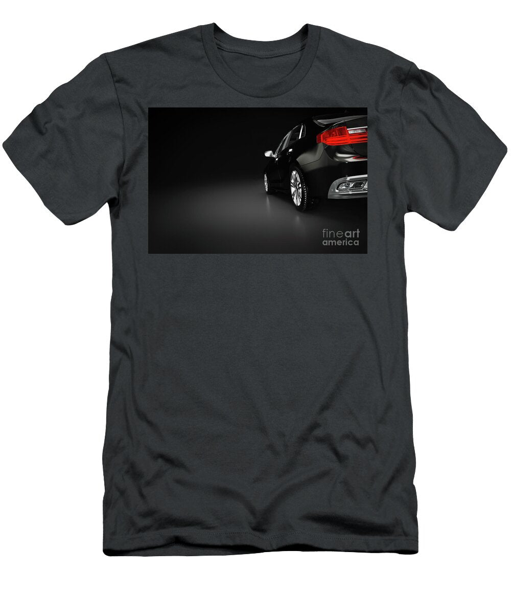 3 Modern Black Metallic Sedan Car in Spotlight Generic Desing Brandless Michal Bednarek T-Shirt