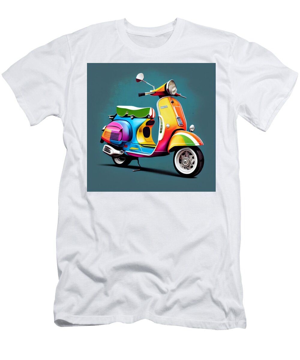 3 Vespa Scooter Art Stephen Smith Galleries T-Shirt