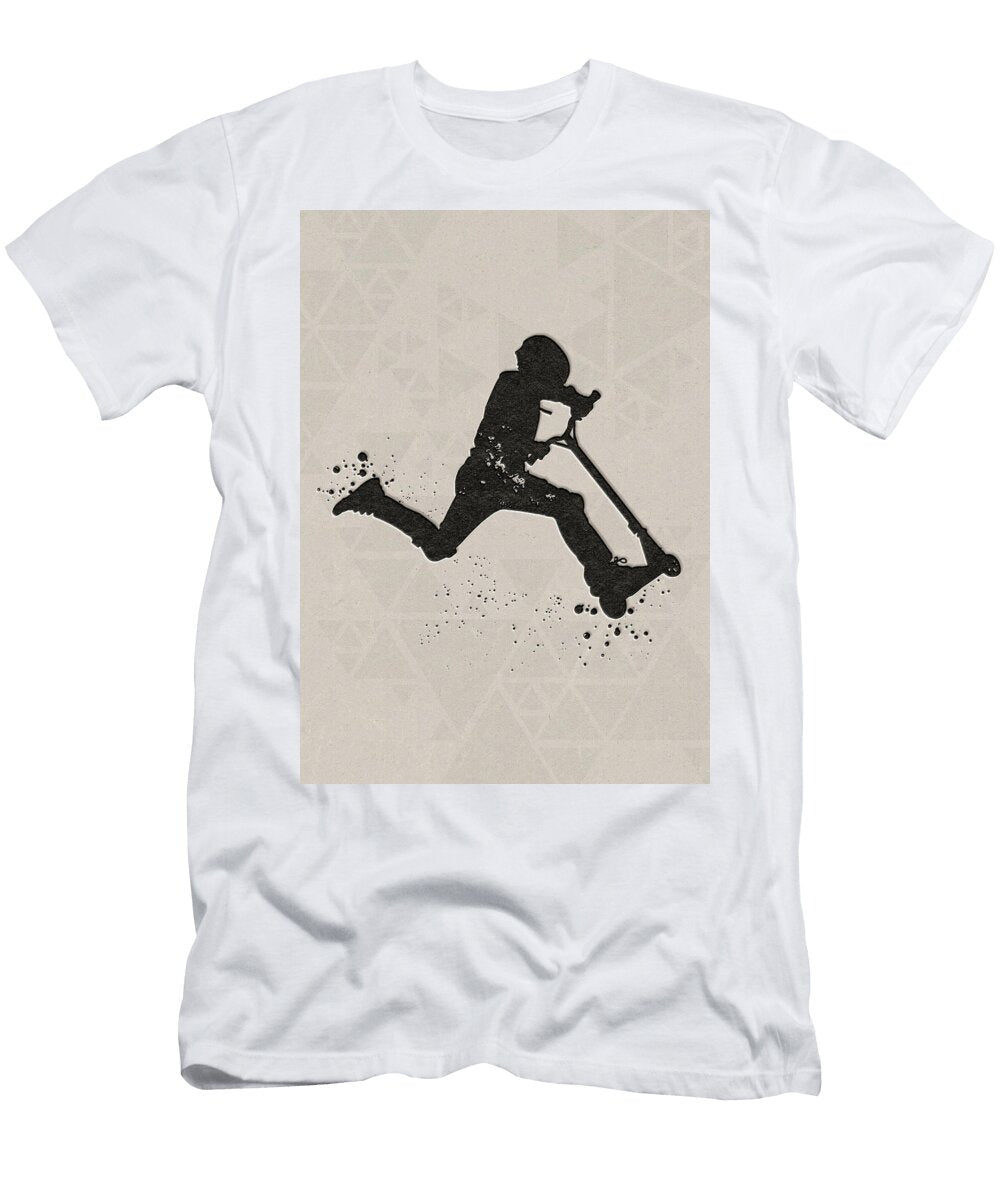 3 Watercolor Scooter Boy Watercolor Print Kick Scooter Rider Boy Stunt Kick Scooter Extreme Sport Prin Leith Huber T-Shirt