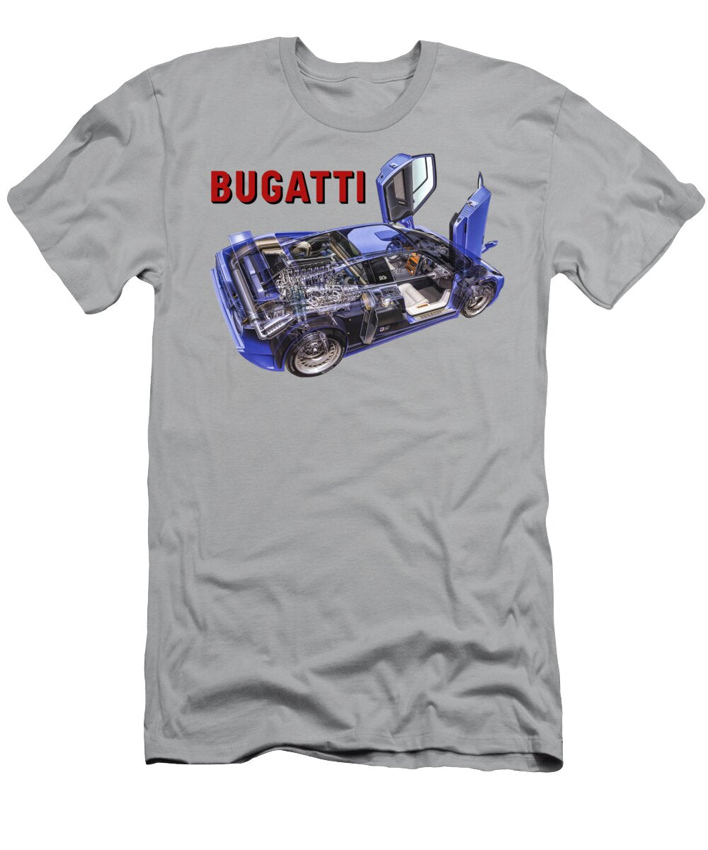 4 Exclusive French 2 Door Supercar Bugatti Eb 110 Gt with V12 Turbo Engine Cutaway Automotive Art Vladyslav Shapovalenko T-Shirt