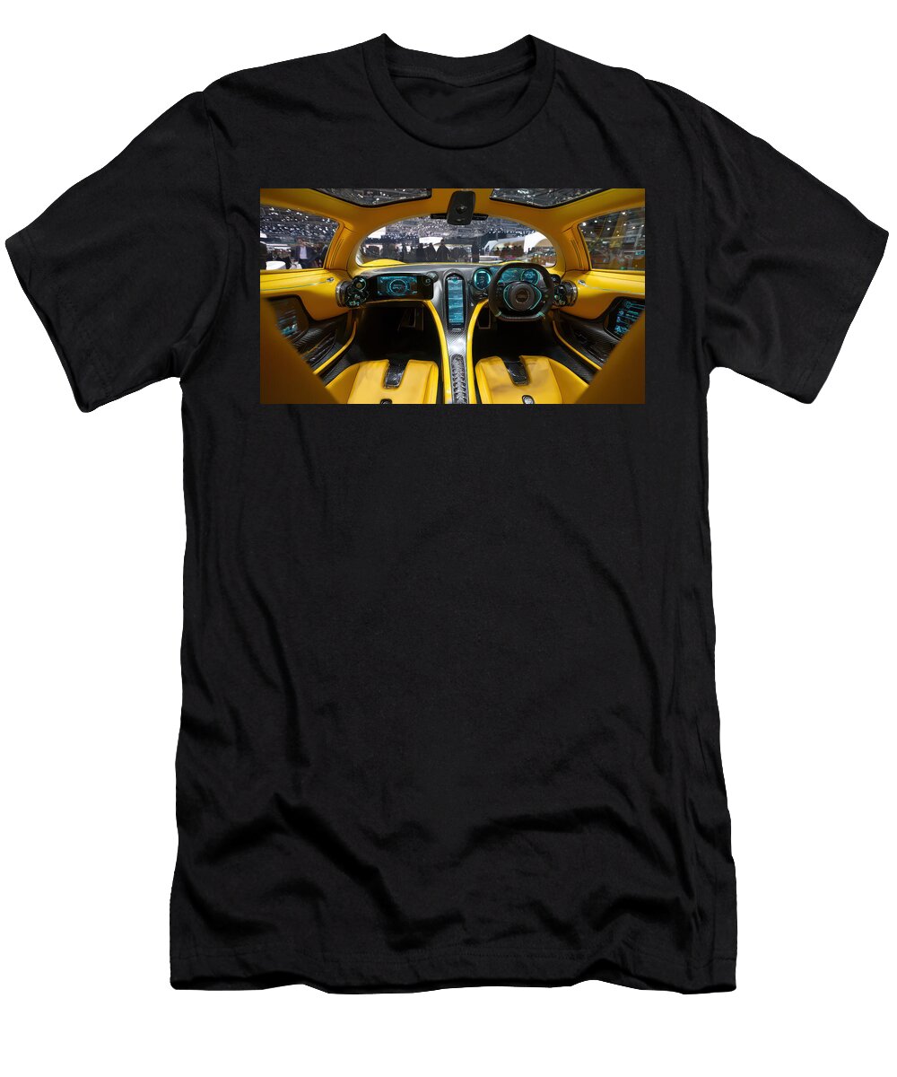 4 Futuristic Yellow Car Interior Evie Carrier T-Shirt