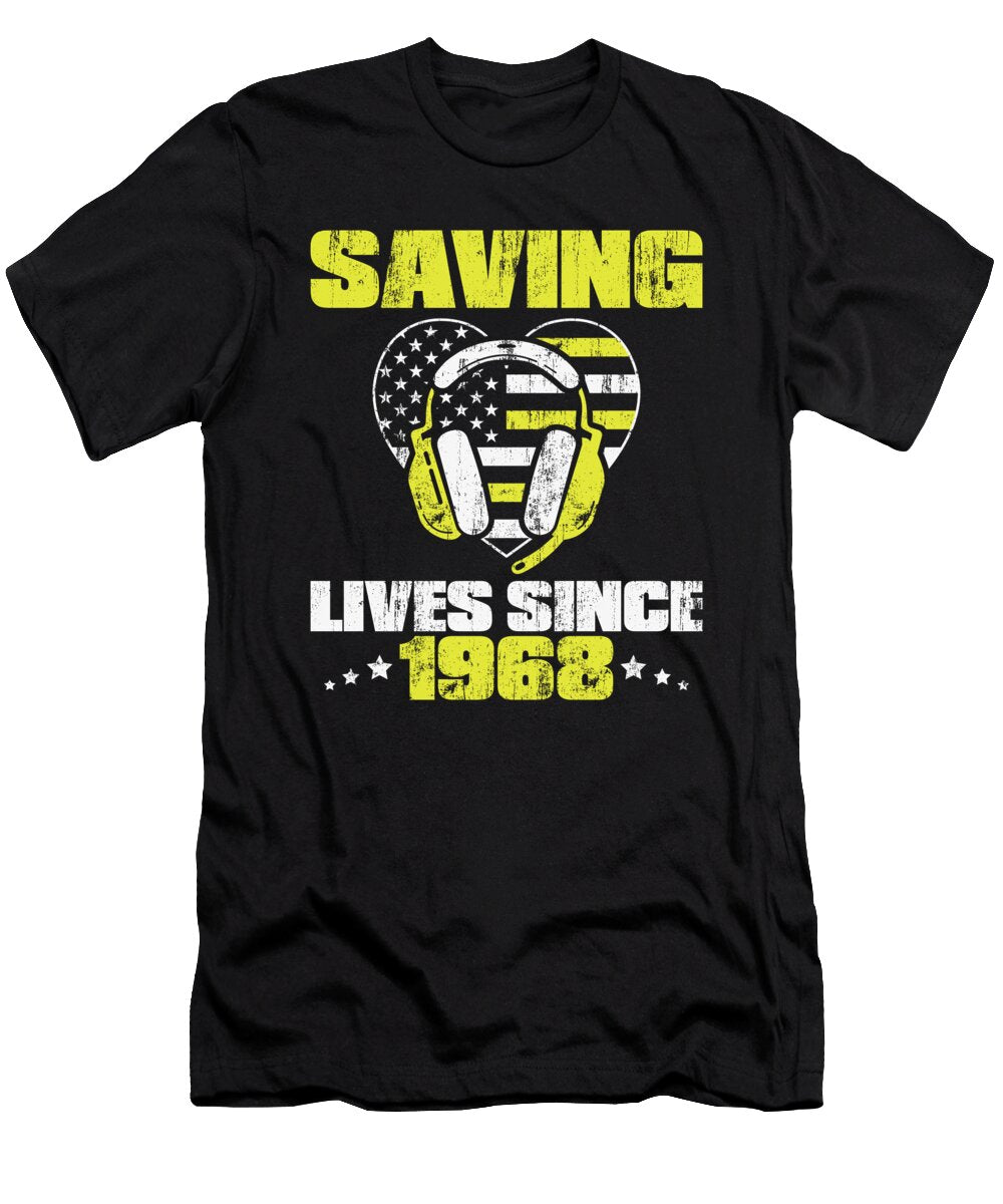 42 Dispatcher 911 Thin Gold Yellow Line Jonathan Kraske T-Shirt