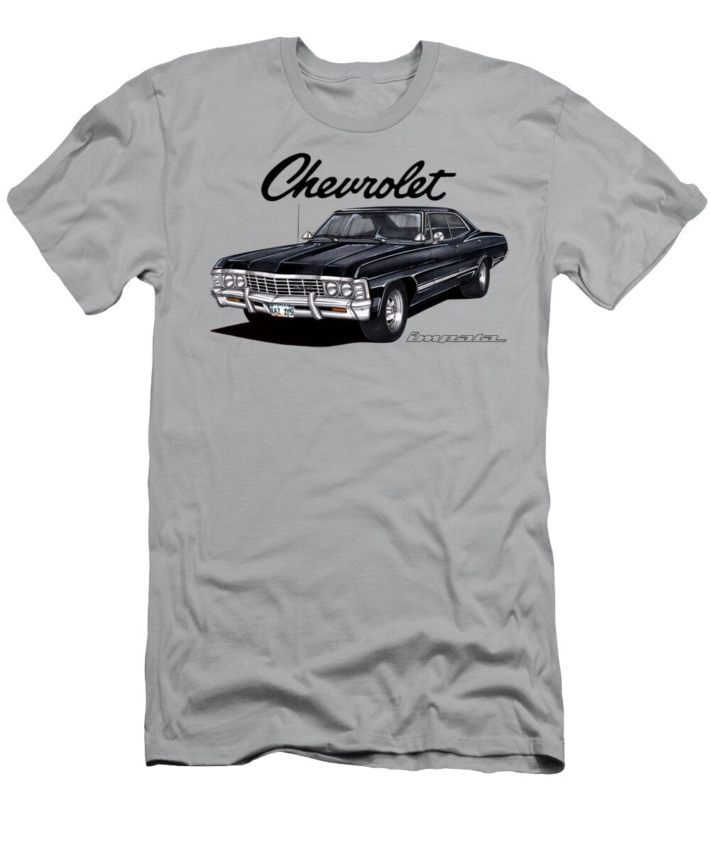 5 Exclusive Art Chevrolet Impala Sport Sedan V8 1967 Supernatural Dean and Sam Winchester Vladyslav Shapovalenko T-Shirt