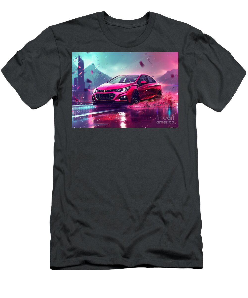 5 Red Sports Car Driving Through City At Night Lowell Harann T-Shirt