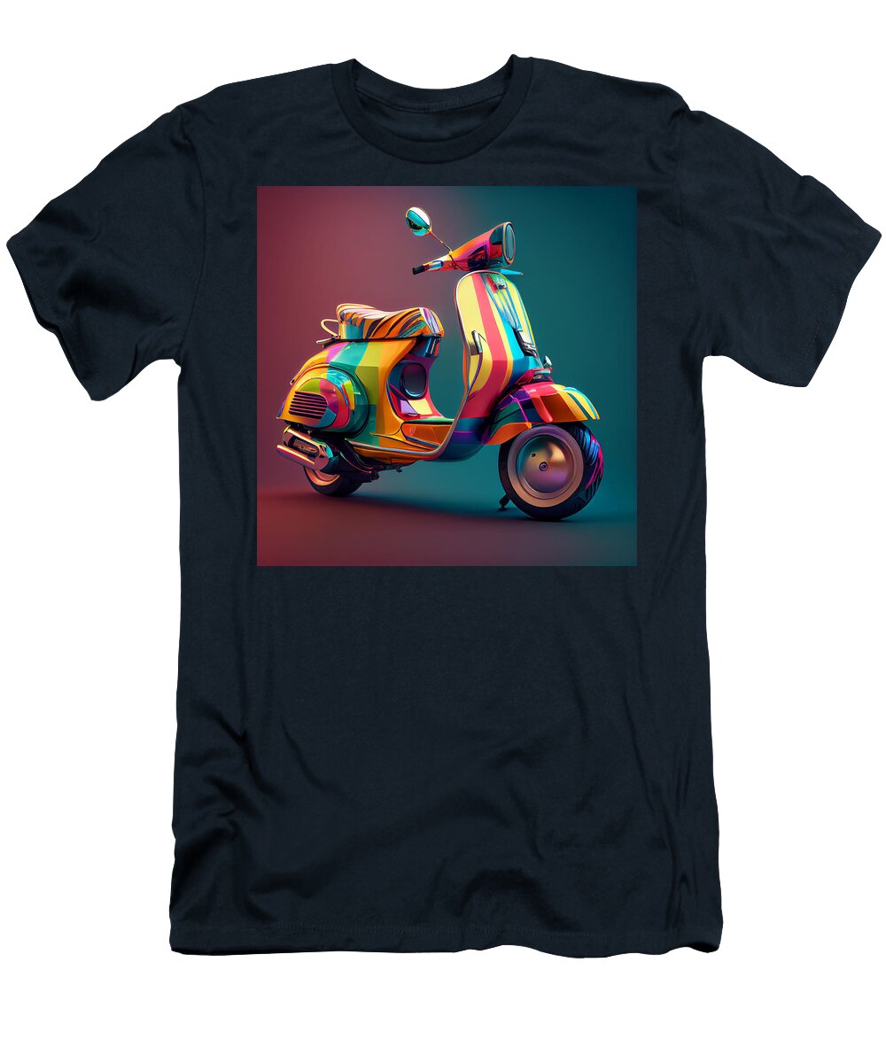 5 Vespa Scooter Art Stephen Smith Galleries T-Shirt