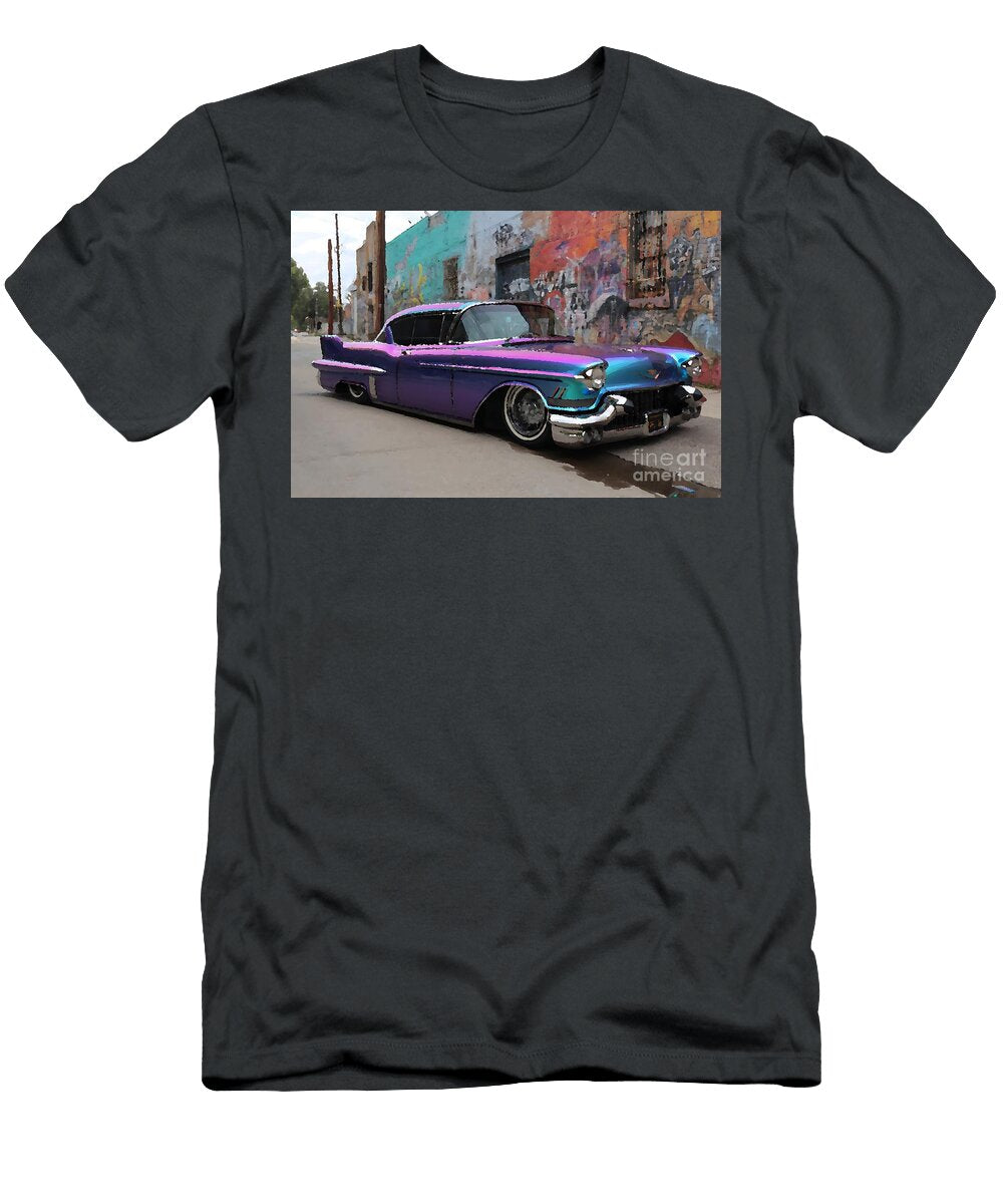 57 Cadillac Customized Lowrider Vibrant Metallic Paint H Clint Mclaughlin T-Shirt