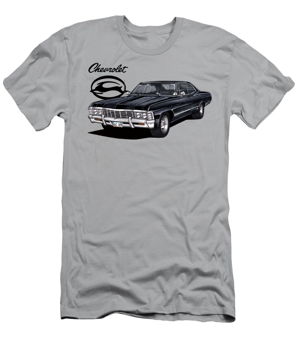 6 Exclusive Art Chevrolet Impala Sport Sedan V8 1967 Supernatural Dean and Sam Winchester Vladyslav Shapovalenko T-Shirt