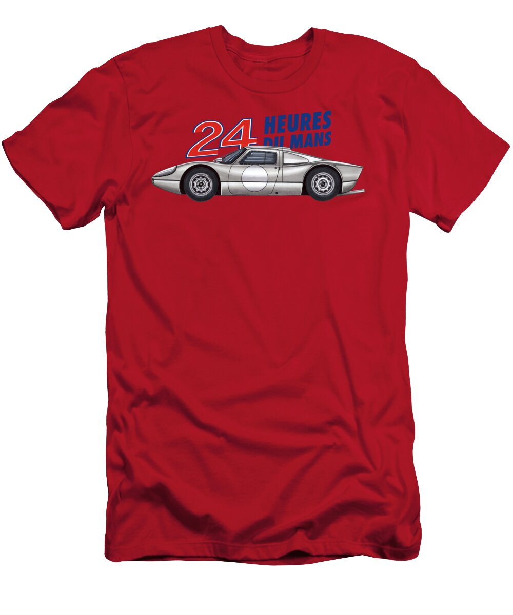6 Exclusive Legendary Retro Racing Car Silver Porsche 904 6 Gts Coupe 24 Hours of Le Mans Vladyslav Shapovalenko T-Shirt