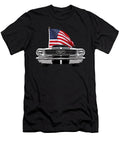 66 Mustang with US Flag on Black Gill Billington T-Shirt