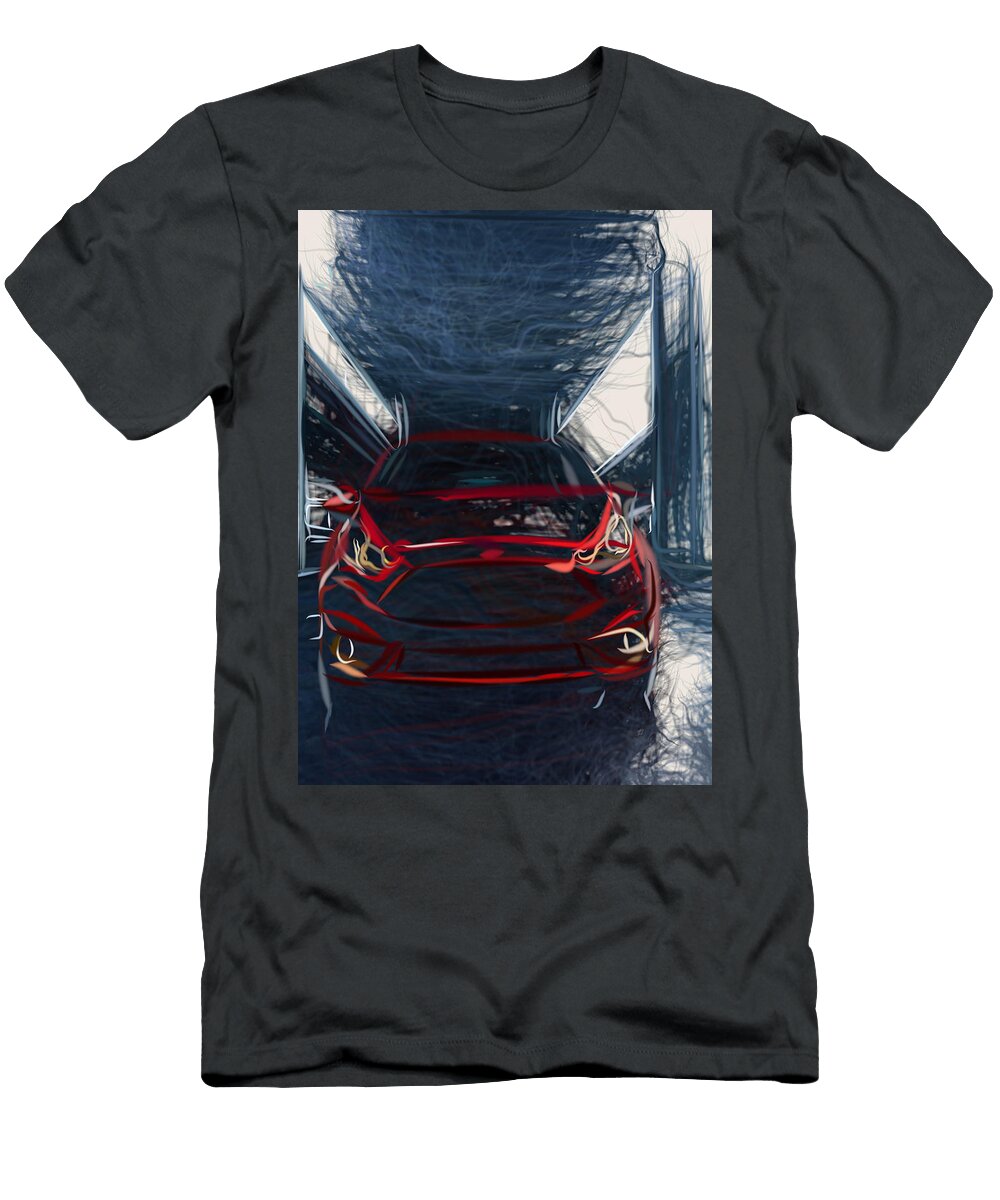 9 Ford Fiesta St Hatchback Drawing Carstoon Concept T-Shirt
