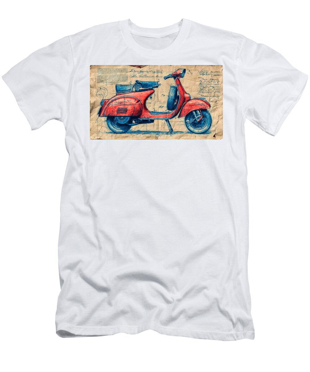 A Classic Red Vespa Scooter in Rome Francis Middleton T-Shirt
