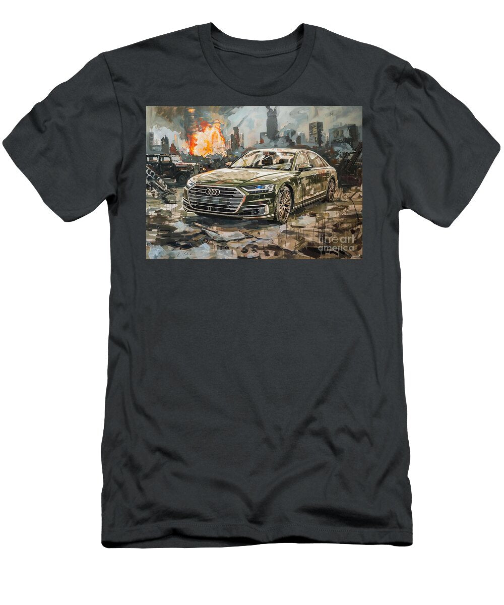 A Green Car in a Post Apocalyptic Cityscape Digital Art Clark Leffler T-Shirt