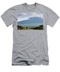A Man Rides a Small Motorcycle Loaded Modoc Stories T-Shirt