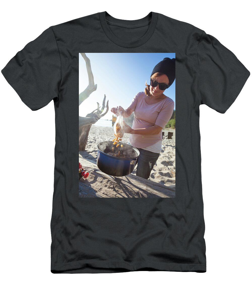A Woman Cooking a Pasta Dinner While Christopher Kimmel T-Shirt