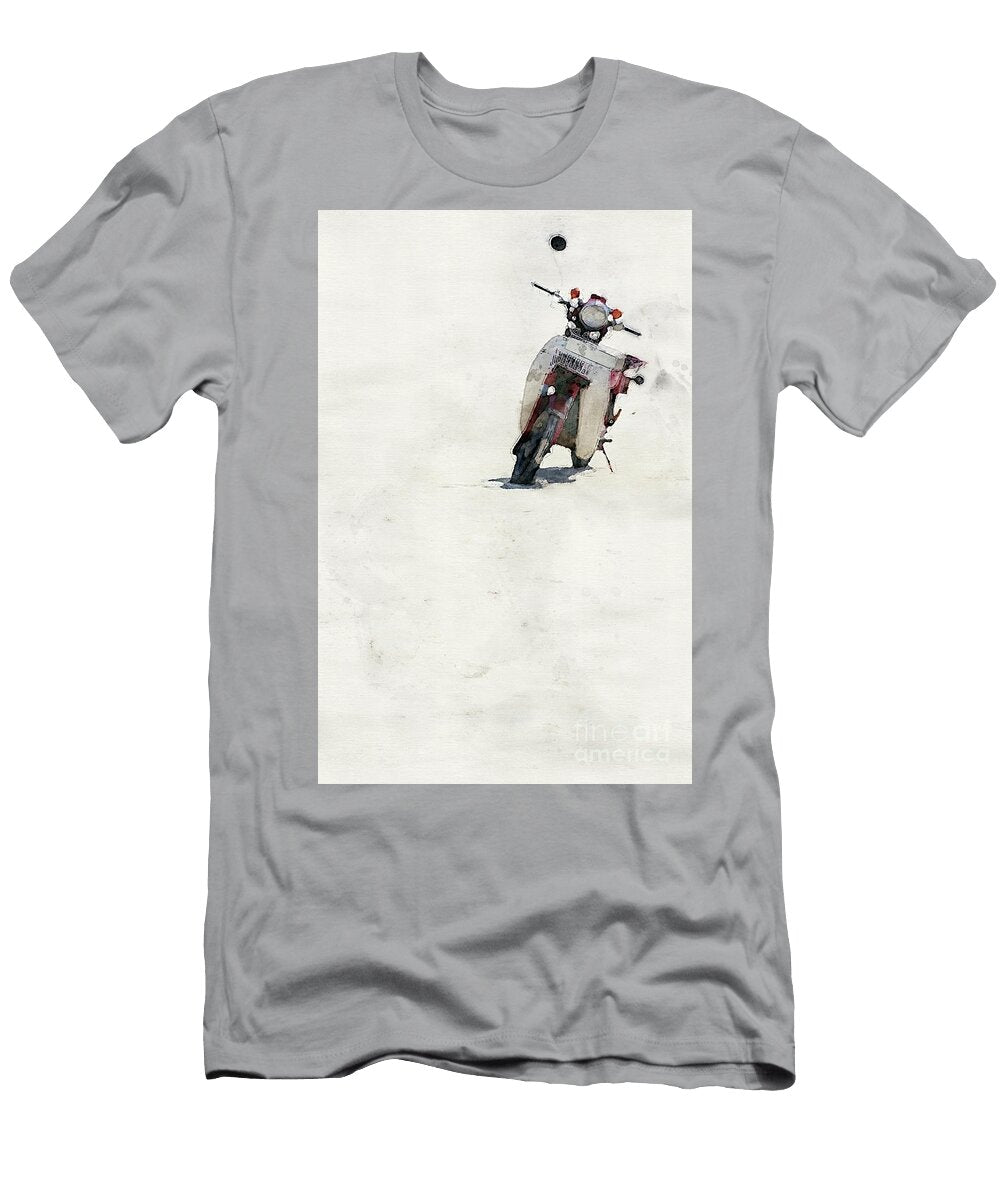 Abandoned Scooter on a Beach Watercolor Allan Swart T-Shirt