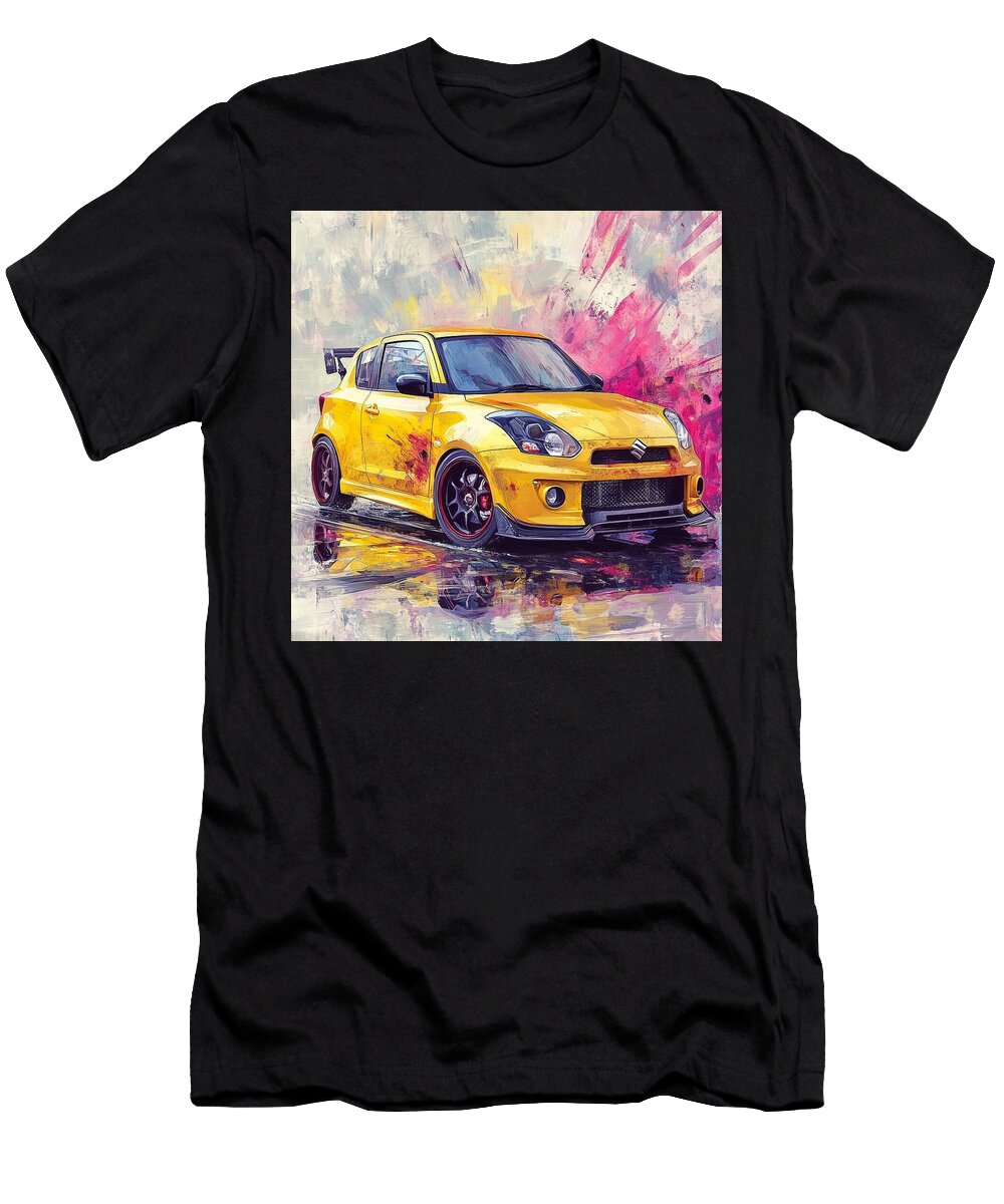 Abstract Art Suzuki Swift Sport 2005 Japan Hatchback Jdm Car Yellow Car Modern Vehicle Grayson Sheppard T-Shirt