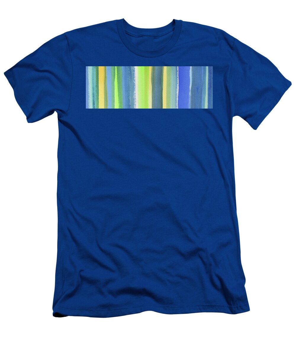 Abstract Lines in Blue Yellow Green Ii Irina Sztukowski T-Shirt