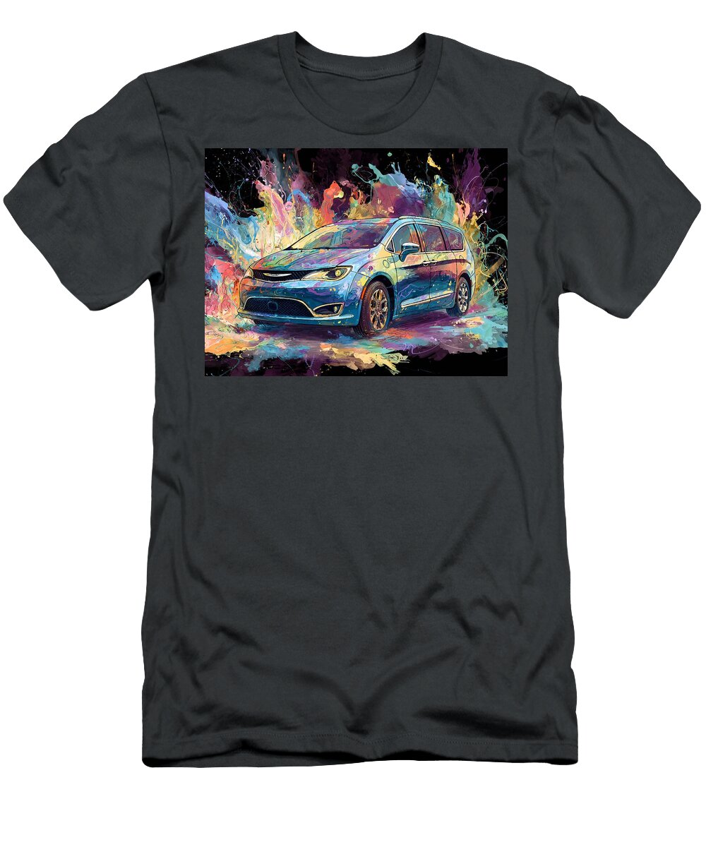 Abstract Vehicle Chrysler Pacifica Hybrid 2017 Minivan Colorful Car Vibrant Abstract Car Art Hollie Love T-Shirt