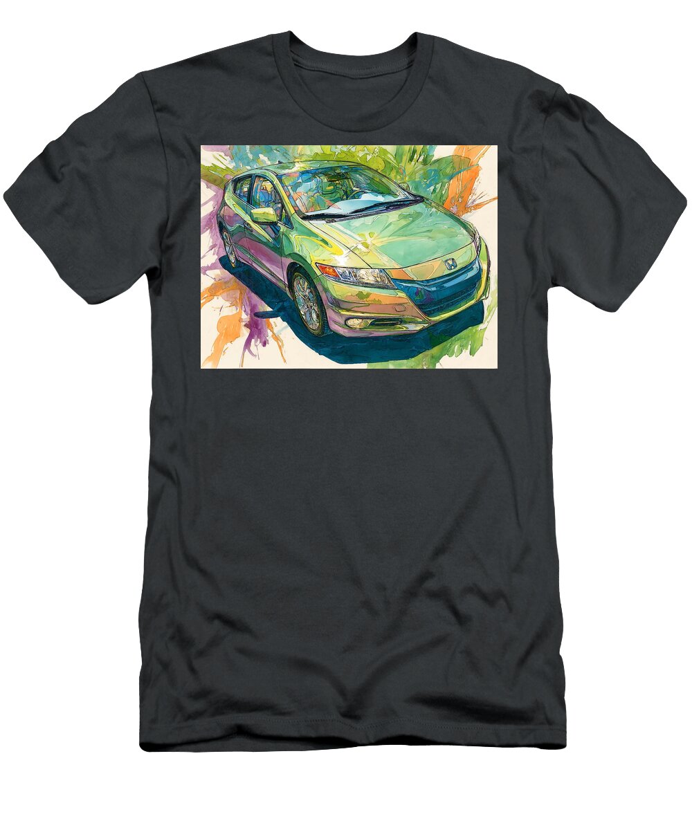 Abstract Vehicle Honda Insight 2010 Hatchback Colorful Car Vibrant Green Abstract Car Hollie Love T-Shirt