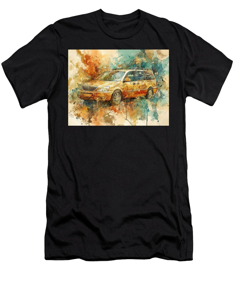 Abstract Vehicle Kia Sedona 2003 Minivan Car Artwork Golden Car Abstract Art Hollie Love T-Shirt