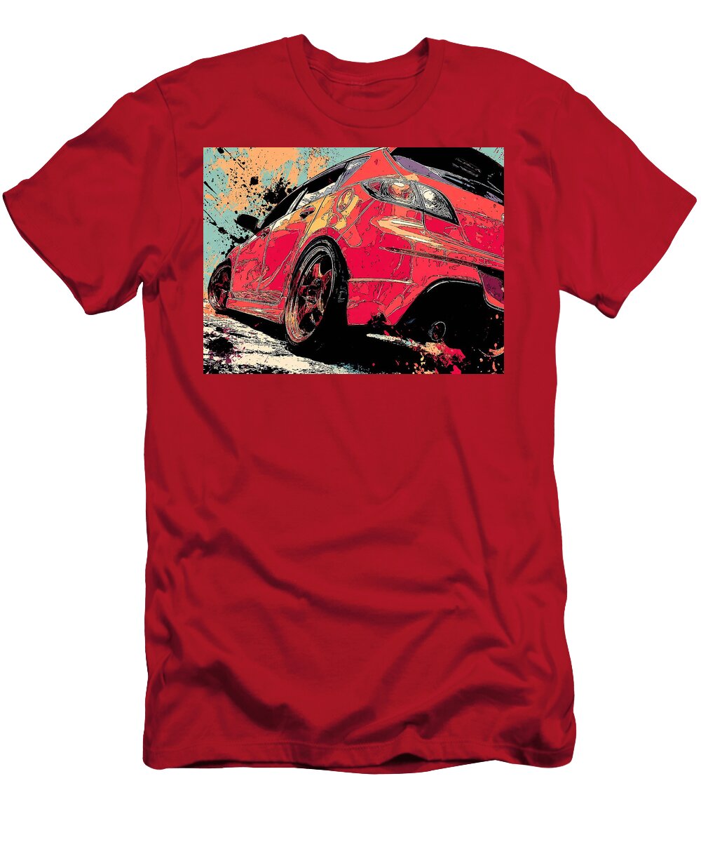 Abstract Vehicle Mazdaspeed3 2007 Hatchback Red Sports Car Vibrant Red Sports Car Art Hollie Love T-Shirt