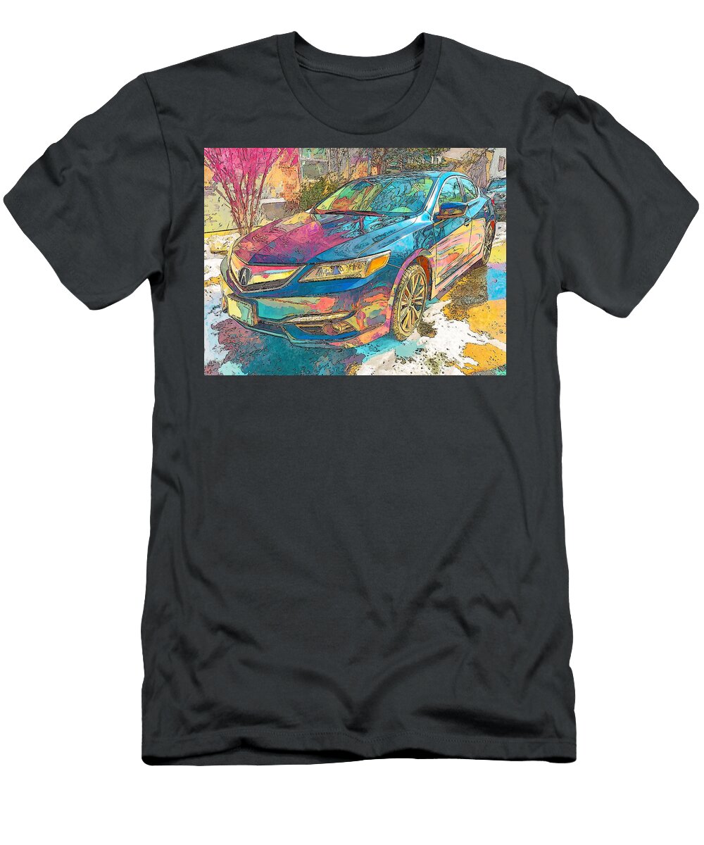 Acura Ilx 2013 Sedan Winter Scene Colorful Car Vibrant Winter Car Hollie Love T-Shirt