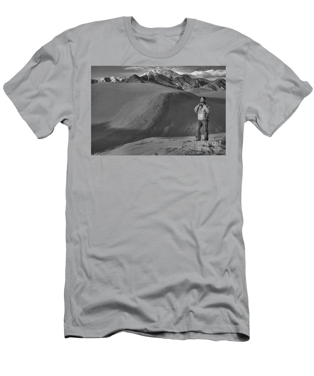 Adam Jewell At Great Sand Dunes National Park Black and White Adam Jewell T-Shirt