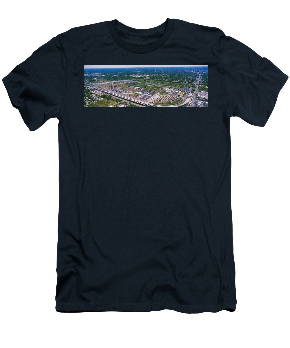 Aerial View of a Racetrack Panoramic Images T-Shirt