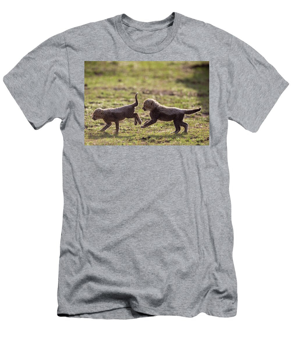 African Cheetah Two Cubs Playing Masai Mara National Yashpal Rathore Natureplcom T-Shirt