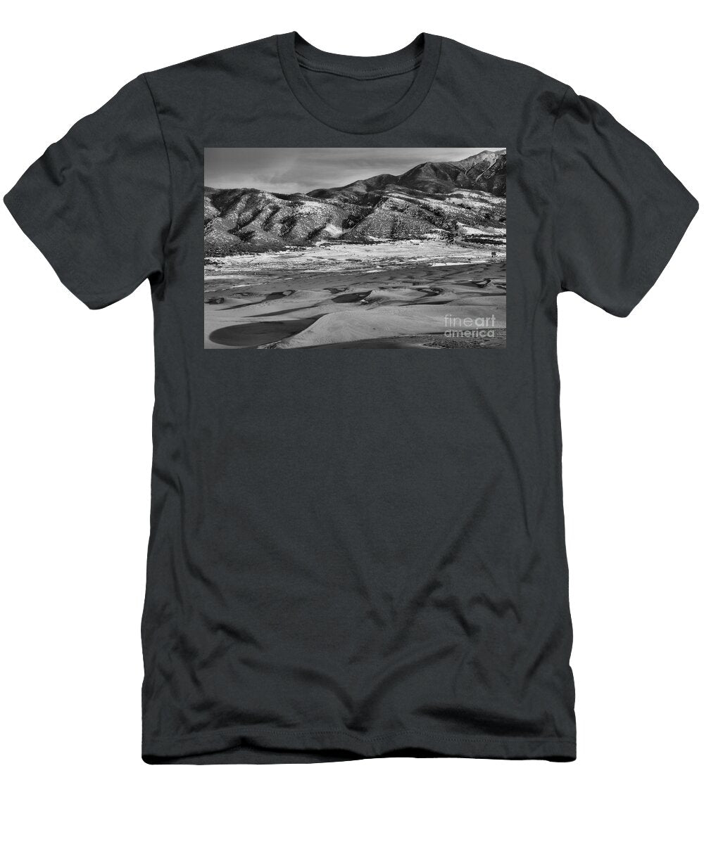 Afternoon Shadows Over the Dunes At Great Sand Dunes Black and White Adam Jewell T-Shirt