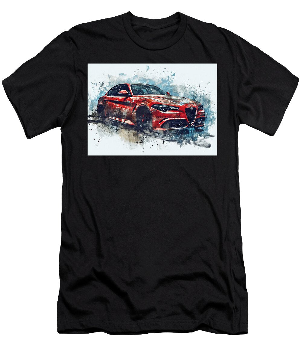 Alfa Romeo Giulia Quadrifoglio Gta Nring Edition Watercolor Abstract Vehicle Clark Leffler T-Shirt