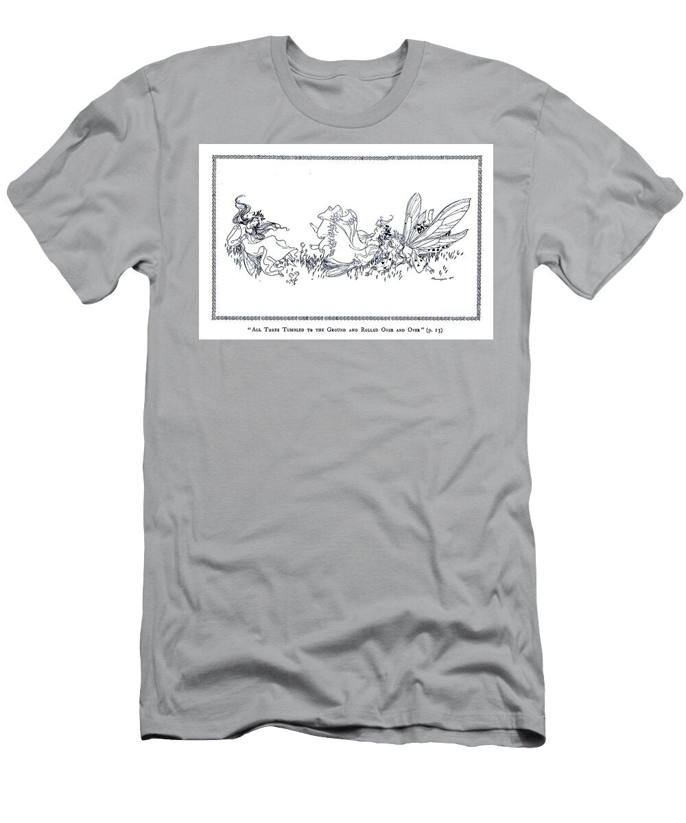 All Three Tumbled to the Ground and Rolled Over and Over B5 Historic Illustrations T-Shirt