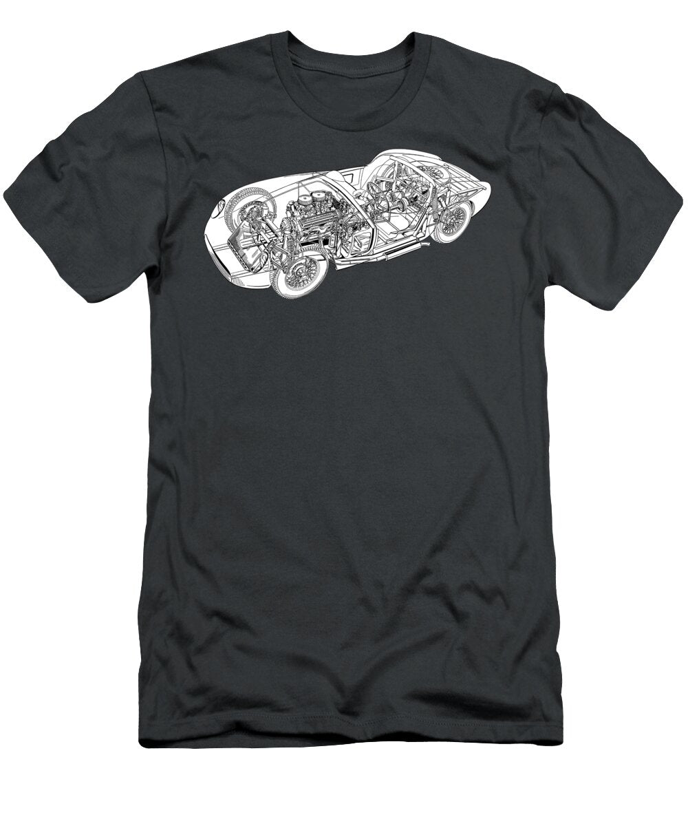 American 2 Door Retro Sportcar Devin Ss Roadster Porsche Cutaway Automotive Art Vladyslav Shapovalenko T-Shirt
