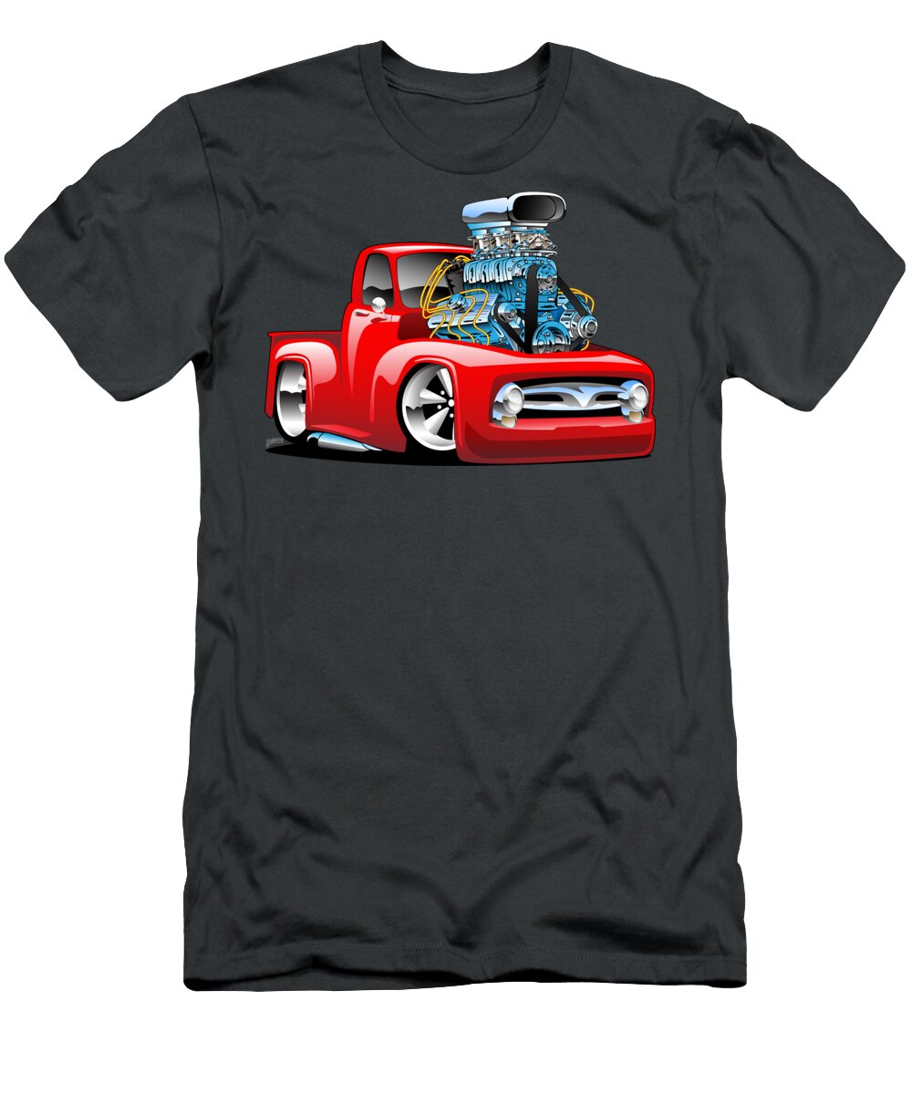American Classic Hot Rod Pickup Truck Cartoon Jeff Hobrath T-Shirt