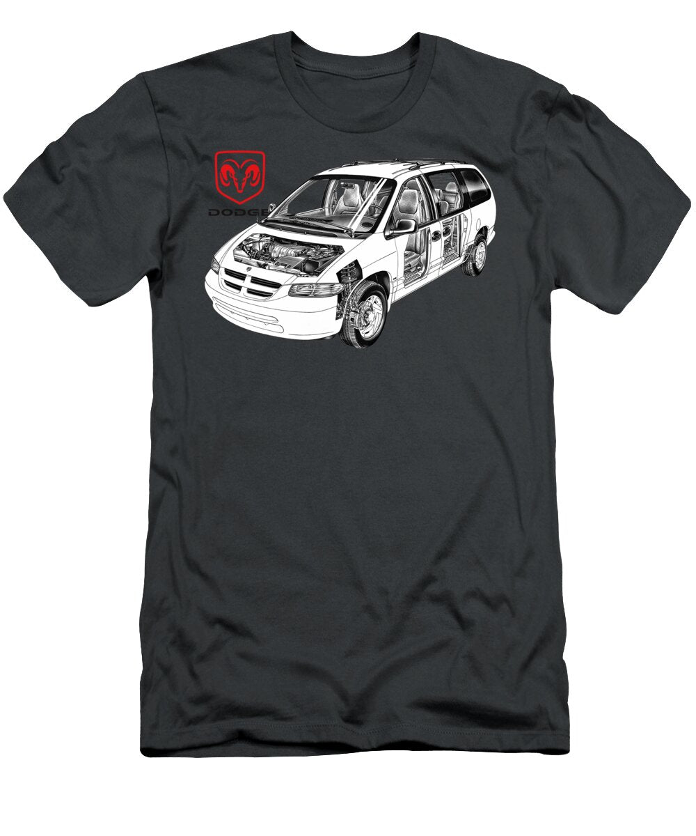 American Family Minivan Dodge Grand Caravan Cutaway Art Powertraine Vladyslav Shapovalenko T-Shirt