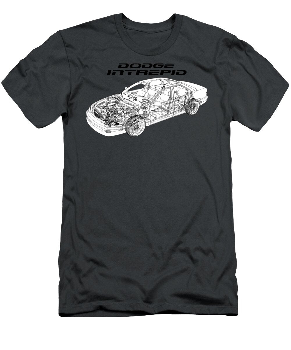 American Full Size Four Door Sedan Dodge Interpid 35l Ege V6 Engine Cutaway Art Vladyslav Shapovalenko T-Shirt