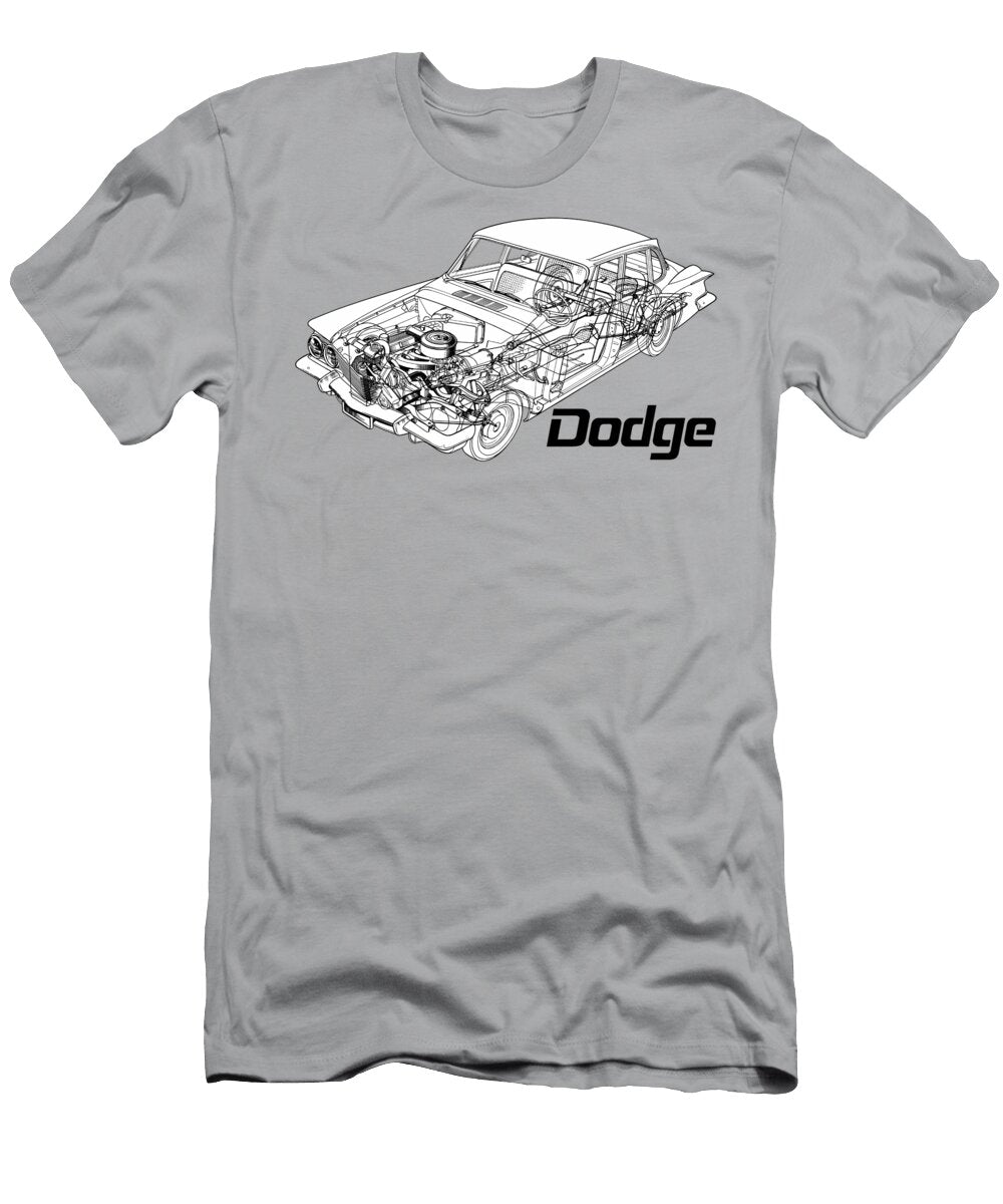American Full Size Hardtop 4 Door Sedan Dodge Lancer 170 Slant 6 Engine Cutaway Art Vladyslav Shapovalenko T-Shirt