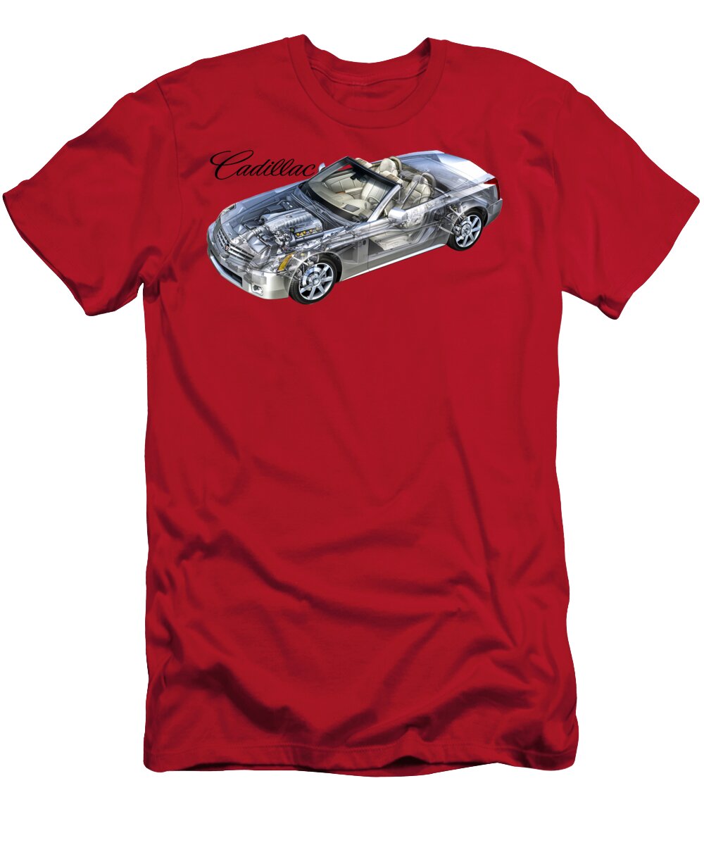 American Luxury 2 Door Roadster Cadillac Xlr with Northstar V8 Engine Cutaway Automotive Art Vladyslav Shapovalenko T-Shirt