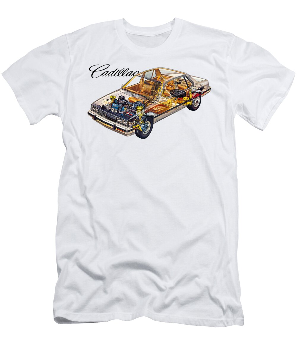 American Luxury 4 Door Business Sedan Cadillac Cimarro Cutaway Automotive Art Vladyslav Shapovalenko T-Shirt