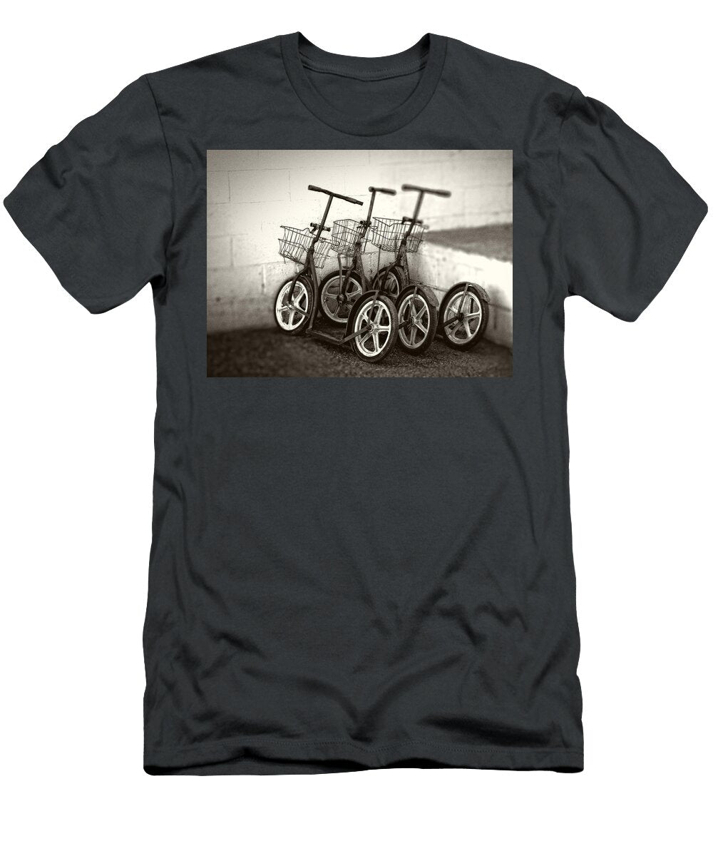 Amish Scooters in Black and White Greg and Chrystal Mimbs T-Shirt
