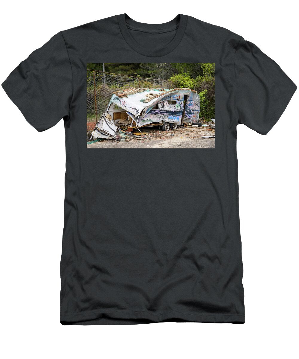 An Abandoned Destroyed Camping Van Near the City Cres Stefan Rotter T-Shirt