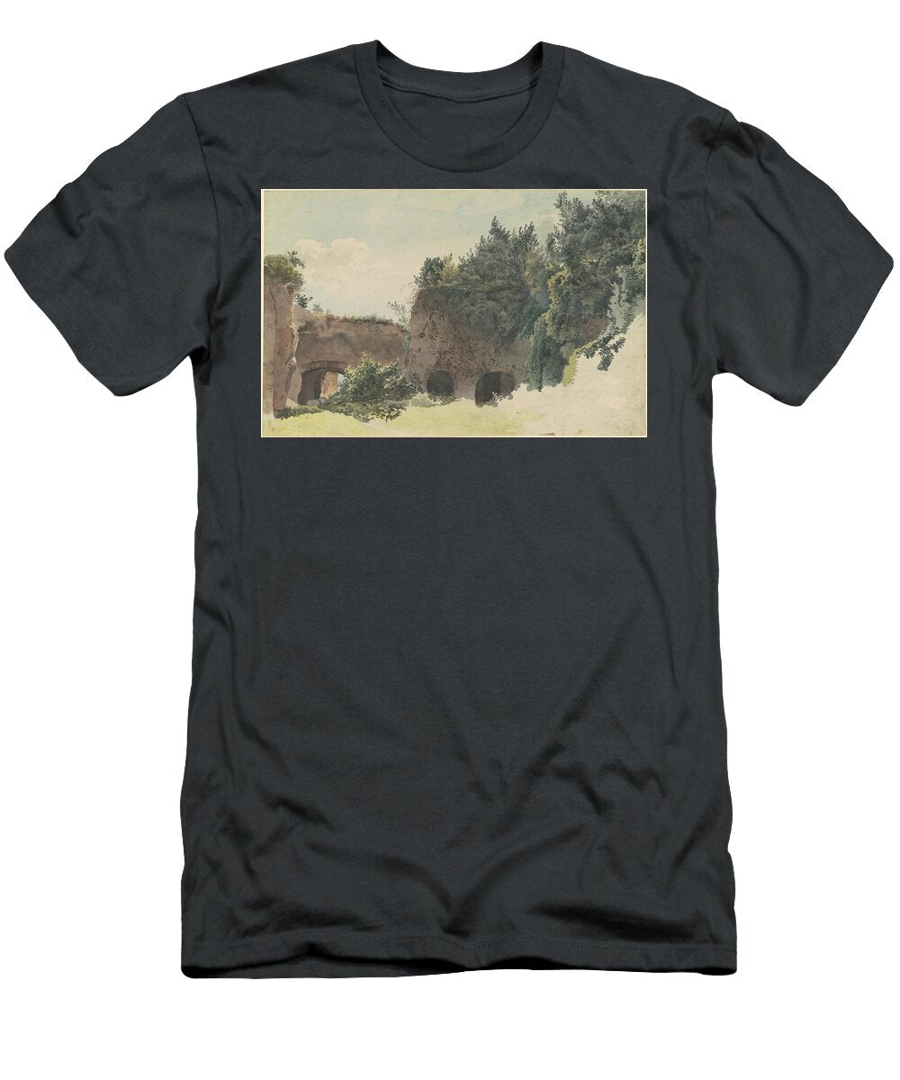 Ancient Roman Ruins Overgrown with Trees and Bushes Art Johann Gottfried Klinsky German T-Shirt