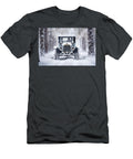 Antique Car in Snowy Forest Evie Carrier T-Shirt